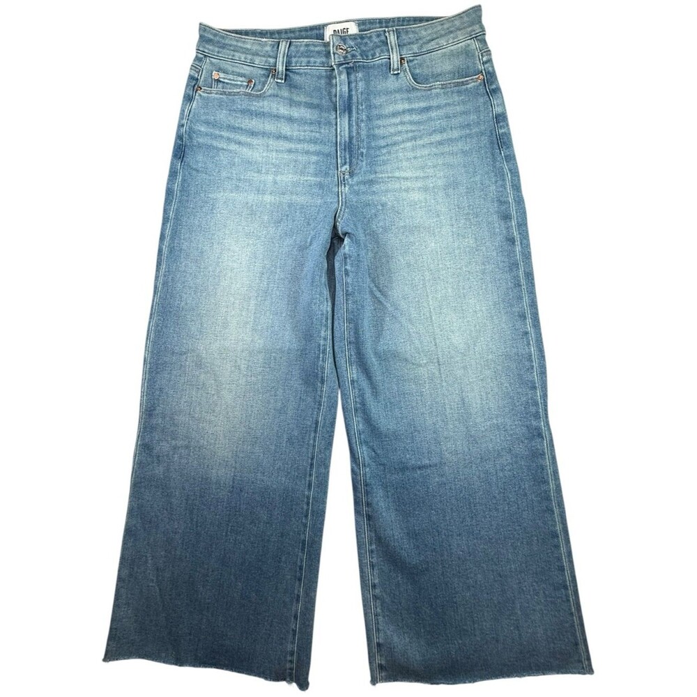 Paige Anessa X Ankle Wide Leg Jeans Mana Mana Blue Womens Size 32